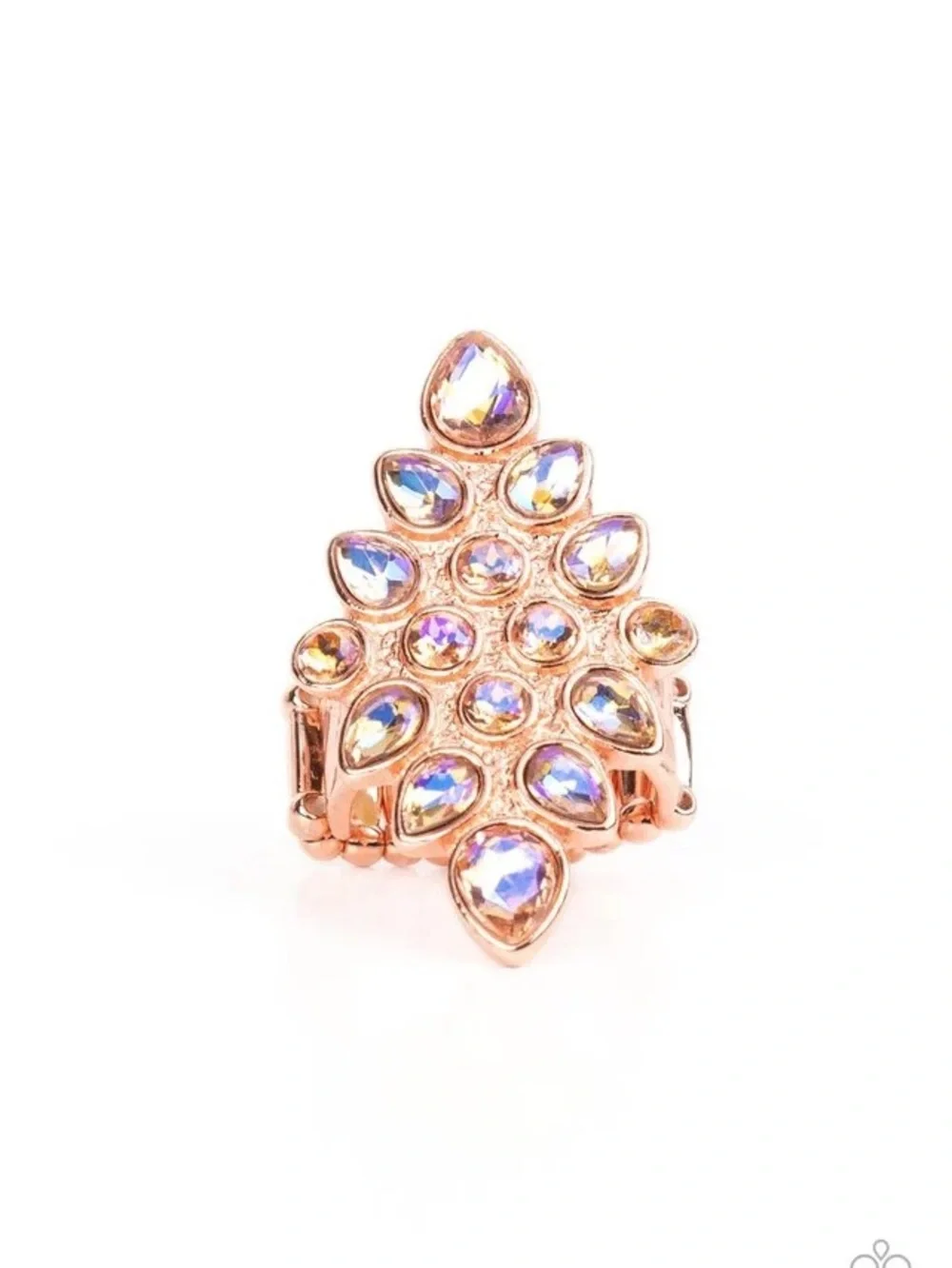paparazzi Rose-Gold Pink Iridescent Teardrop Cluster Ring